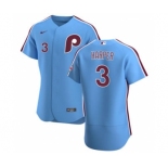 Men's Nike Philadelphia Phillies #3 Bryce Harper Light Blue Alternate 2020 Authentic Player Baseball Jersey