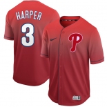 Men's Nike Philadelphia Phillies #3 Bryce Harper Red Drift Fashion MLB Jersey