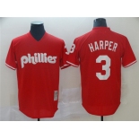 Men's Nike Philadelphia Phillies #3 Bryce Harper Red Retro Baseball Jersey