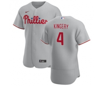 Men's Nike Philadelphia Phillies #4 Scott Kingery Gray Road 2020 Authentic Player Baseball Jersey