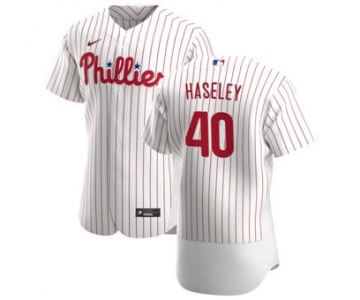 Men's Nike Philadelphia Phillies #40 Adam Haseley White Home 2020 Authentic Player Baseball Jersey