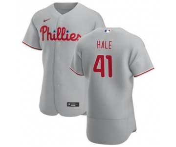 Men's Nike Philadelphia Phillies #41 David Hale Gray Road 2020 Authentic Player Baseball Jersey