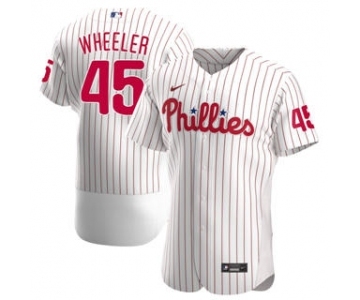 Men's Nike Philadelphia Phillies #45 Zack Wheeler 2020 White Alternate Authentic Player Baseball Jersey