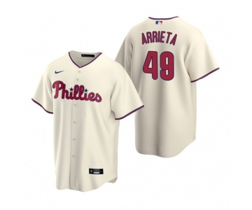 Men's Nike Philadelphia Phillies #49 Jake Arrieta Cream Alternate Stitched Baseball Jersey