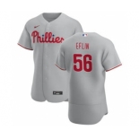 Men's Nike Philadelphia Phillies #56 Zach Eflin Gray Road 2020 Authentic Player Baseball Jersey