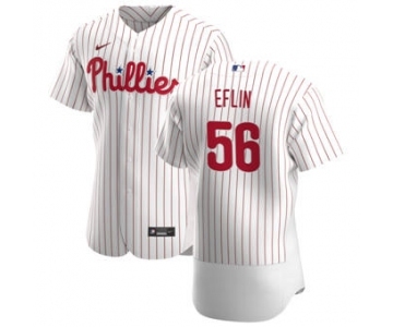 Men's Nike Philadelphia Phillies #56 Zach Eflin White Home 2020 Authentic Player Baseball Jersey