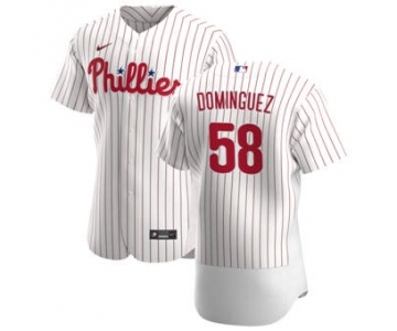 Men's Nike Philadelphia Phillies #58 Seranthony Dominguez White Home 2020 Authentic Player Baseball Jersey