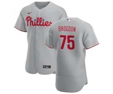 Men's Nike Philadelphia Phillies #75 Connor Brogdon Gray Road 2020 Authentic Player Baseball Jersey