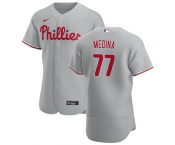 Men's Nike Philadelphia Phillies #77 Adonis Medina Gray Road 2020 Authentic Player Baseball Jersey