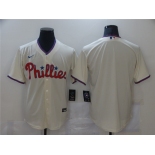 Men's Nike Philadelphia Phillies Blank Cream Alternate Stitched Baseball Jersey