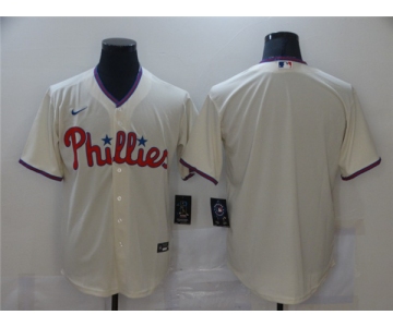 Men's Nike Philadelphia Phillies Blank Cream Alternate Stitched Baseball Jersey