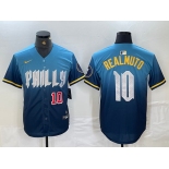 Men's Philadelphia Phillies #10 JT Realmuto Number Blue 2024 City Connect Limited Stitched Jerseys