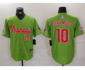 Men's Philadelphia Phillies #10 JT Realmuto Number Green With Patch Stitched Cool Base Nike Jersey