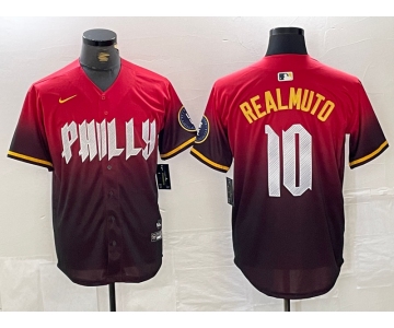 Men's Philadelphia Phillies #10 JT Realmuto Red 2024 City Cool Base Jersey