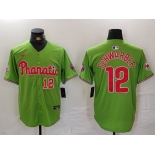 Men's Philadelphia Phillies #12 Kyle Schwarber Number Green With Patch Stitched Cool Base Nike Jersey