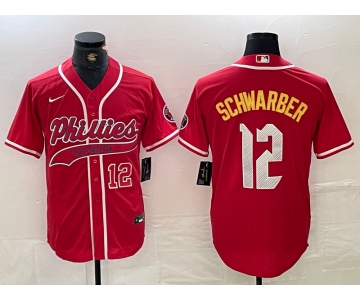 Men's Philadelphia Phillies #12 Kyle Schwarber Red 2024 City Connect Limited Stitched Jerseys