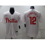 Men's Philadelphia Phillies #12 Kyle Schwarber White Cool Base Stitched Jersey