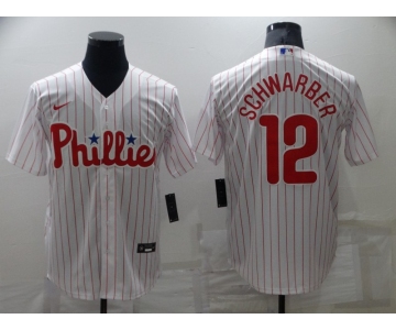 Men's Philadelphia Phillies #12 Kyle Schwarber White Cool Base Stitched Jersey