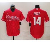 Men's Philadelphia Phillies #14 Pete Rose Red Cool Base Stitched Jersey