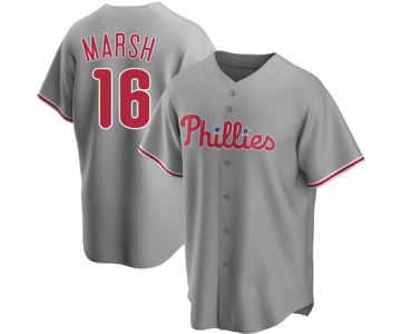 Men's  Philadelphia Phillies #16 Brandon Marsh Gray Cool Base Stitched Jersey