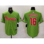 Men's Philadelphia Phillies #16 Brandon Marsh Green With Patch Stitched Cool Base Nike Jersey