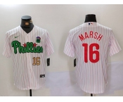 Men's Philadelphia Phillies #16 Brandon Marsh White Green Cool Base Stitched Jerseys