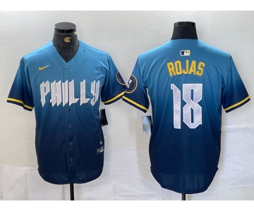 Men's Philadelphia Phillies #18 Johan Rojas Blue 2024 City Connect Limited Stitched Jersey