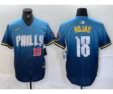 Men's Philadelphia Phillies #18 Johan Rojas Number Blue 2024 City Connect Limited Stitched Jersey