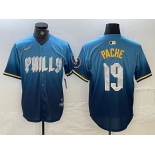 Men's Philadelphia Phillies #19 Cristian Pache Blue 2024 City Connect Limited Stitched Jersey