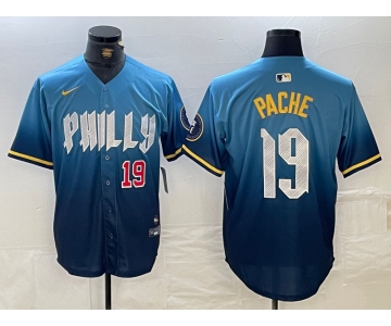 Men's Philadelphia Phillies #19 Cristian Pache Blue 2024 City Connect Limited Stitched Jerseys