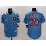 Men's Philadelphia Phillies #20 Mike Schmidt Number Light Blue Cooperstown Cool Base Jersey