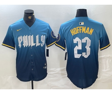 Men's Philadelphia Phillies #23 Jeff Hoffman Blue 2024 City Connect Limited Stitched Jersey