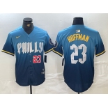 Men's Philadelphia Phillies #23 Jeff Hoffman Blue Number 2024 City Connect Limited Stitched Jersey