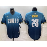 Men's Philadelphia Phillies #28 Alec Bohm Blue 2024 City Player Number Cool Base Stitched Jersey