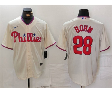 Men's Philadelphia Phillies #28 Alec Bohm Cream Cool Base Stitched Jersey