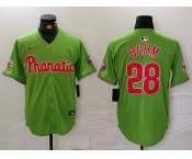 Men's Philadelphia Phillies #28 Alec Bohm Green With Patch Stitched Cool Base Nike Jersey