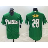 Men's Philadelphia Phillies #28 Alec Bohm Kelly Green Cool Base Jersey