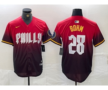 Men's Philadelphia Phillies #28 Alec Bohm Red 2024 City Cool Base Jersey