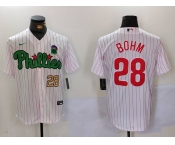 Men's Philadelphia Phillies #28 Alec Bohm White Green Cool Base Stitched Jerseys