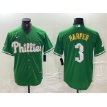 Men's Philadelphia Phillies #3 Bryce Harper Green 2024 City Connect Stitched Jersey