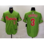 Men's Philadelphia Phillies #3 Bryce Harper Number Green With Patch Stitched Cool Base Nike Jersey