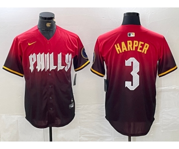 Men's Philadelphia Phillies #3 Bryce Harper Red 2024 City Cool Base Jersey