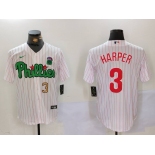 Men's Philadelphia Phillies #3 Bryce Harper White Green Cool Base Stitched Jerseys