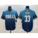 Men's Philadelphia Phillies #33 Edmundo Sosa Blue 2024 City Connect Limited Stitched Jersey