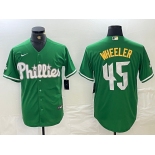 Men's Philadelphia Phillies #45 Zack Wheeler Kelly Green Cool Base Jersey