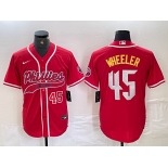 Men's Philadelphia Phillies #45 Zack Wheeler Number Red Cool Base Stitched Baseball Jerseys