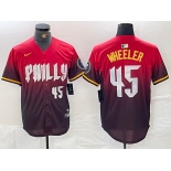 Men's Philadelphia Phillies #45 Zack Wheeler Red 2024 City Player Number Cool Base Jersey