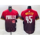 Men's Philadelphia Phillies #45 Zack Wheeler Red 2024 City Player Number Cool Base Jerseys