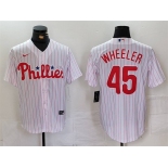 Men's Philadelphia Phillies #45 Zack Wheeler White Cool Base Stitched Jersey