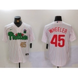 Men's Philadelphia Phillies #45 Zack Wheeler White Green Cool Base Stitched Jerseys